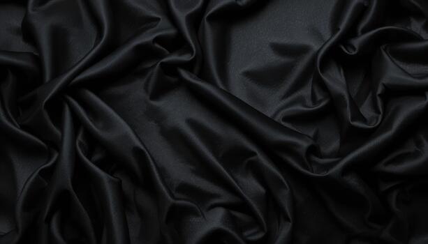 elegante negro satín tela con suave textura y suave cortinas creando un lujoso Mira foto