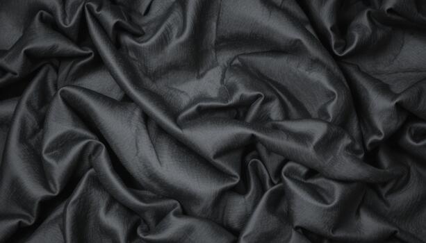 Textured Black Fabric Draped Elegantly With Soft Folds and Shadows photo