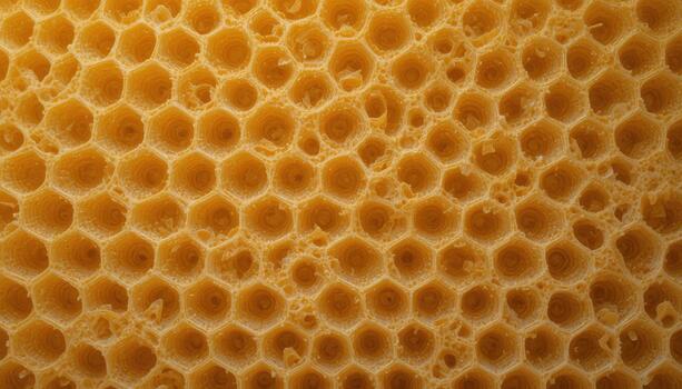 Beeswax Honeycomb Structure Showcasing Hexagonal Cells Full of Natural Honey photo