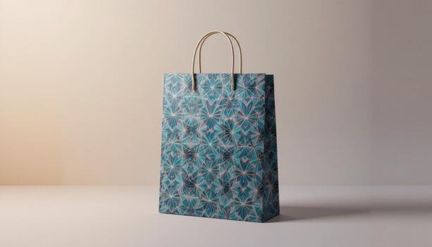 Decorative Paper Bag With Floral Pattern Displayed Against a Soft Background in a Simple Setting photo