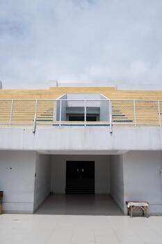 Exterior Minimalist Stadium Stand Structure with Entrance View Architecture photo