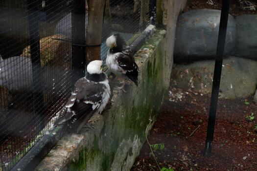 Captive Close-up Javan Myna Bird Resting on Concrete Structure Image photo