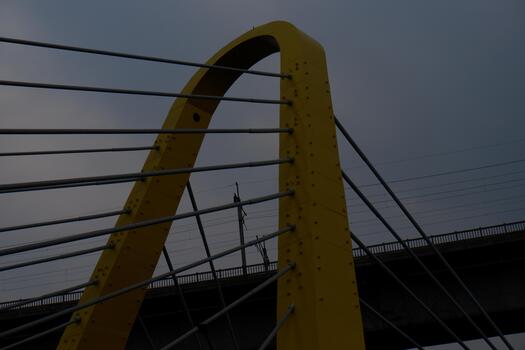 Low Angle Vivid Yellow Cable Stayed Bridge Architecture Structure Detail photo