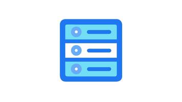 stiliserade platt databas ikon med tre servrar stack design video