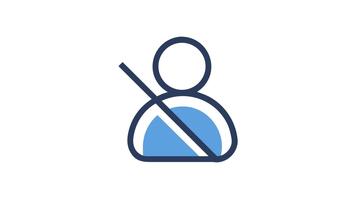 gebruiker icoon met schuine streep ontwerp betekenend gehandicapt profiel video