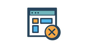 Browser window with cross icon delete or close concept video