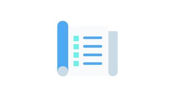 piatto design documento scorrere lista di controllo icona su bianca sfondo video