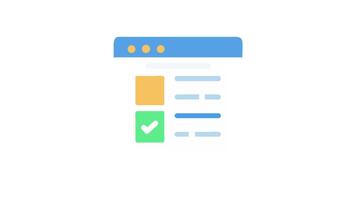 enkel hemsida gränssnitt med checklista komplettering ikon design video