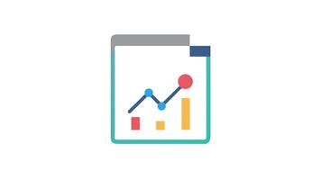 Flat design icon of a data chart on document video