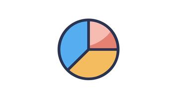 enkel färgrik paj Diagram med tre likvärdig segment video