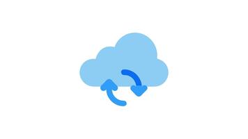 blå moln med pilar indikerar data synkronisering och säkerhetskopiering video