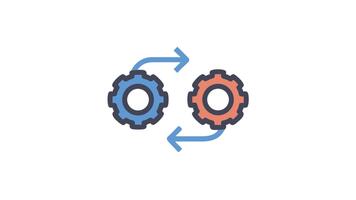 circular fluxo de trabalho com engrenagens indicando processo ou sistema integração video