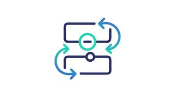 dati sincronizzazione processi rappresentato con curvo frecce e scatole video