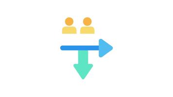 Team workflow process chart showing right and downward arrows video
