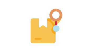 plano animación icono demostración paquete ubicación y entrega notificación video