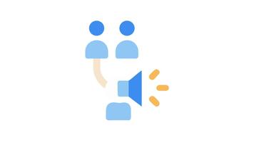 team kommunikation med megafon och hierarkisk förbindelse systemet ikon video