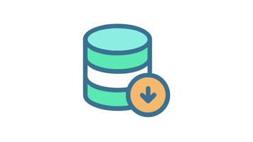 databas ladda ner ikon representerar data lagring med pil symbol video