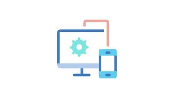 del desktop e mobile sincronizzazione piatto design con bianca sfondo video