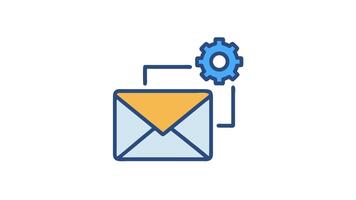 Email settings configuration icon, messaging platform automation concept video