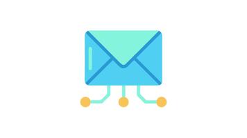 Email network icon with circuit connections in flat style video