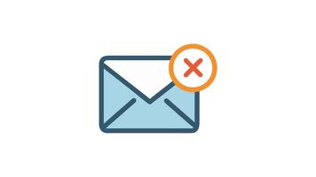 correo electrónico notificación con un cancelado mensaje en plano estilo video