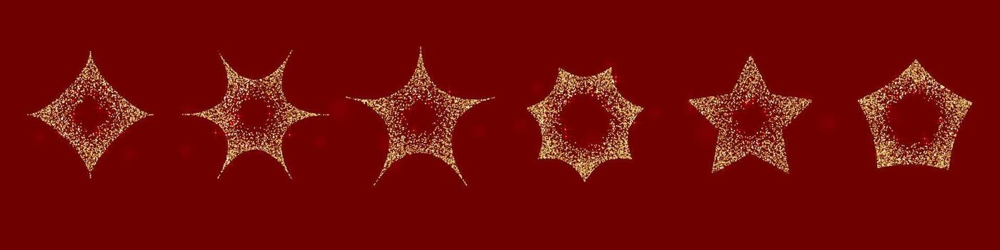 oro Brillantina estrellas explosión conjunto con punteado reluciente efecto. vacío adentro. vector