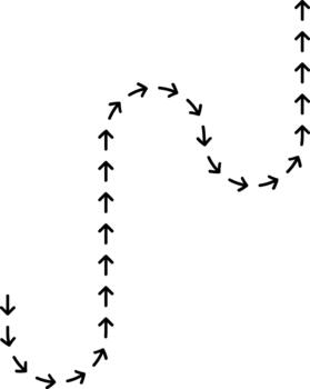 direccional punteado flecha rastreo un remolino línea con un circular fluido contorno camino. vector