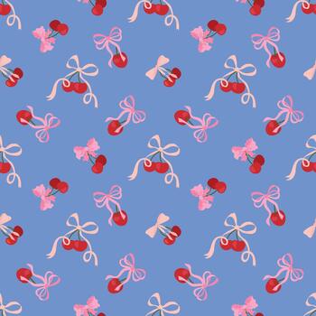 sin costura modelo con linda cerezas y arcos interminable texturas para tu diseño. vector