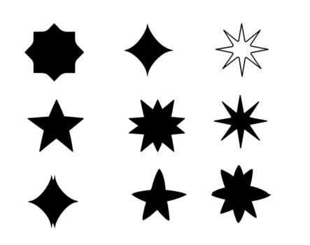 Collection of diverse star shapes arranged on a white background symbolizing creativity and inspiration in a minimalist modern design a vector
