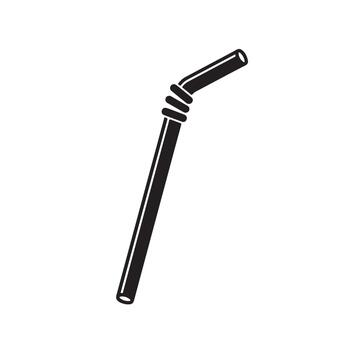 Isolated black bendy straw on a white surface ready for use symbolizing convenience and singleuse plastic in a minimalist composition vector