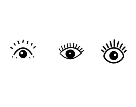 Stylized eye icons in a minimalist style gazing forward on a white background conveying a sense of vision awareness and modern design vector