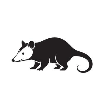Minimalist opossum walking in a white background creating a clean and modern aesthetic with its sleek silhouette and simple design elem vector