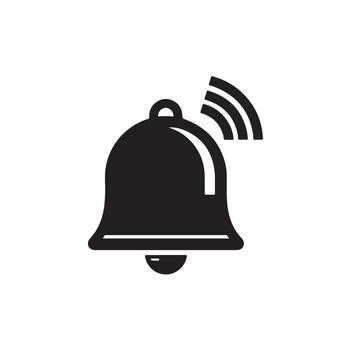 Ringing bell icon in a minimalist design signaling an alert with sound waves creating a sense of urgency and notification on white back vector