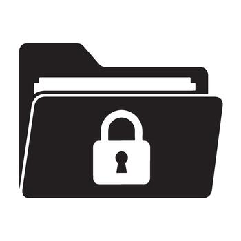Locked folder icon representing data security and privacy in a digital environment symbolizing protection and confidentiality of sensit vector