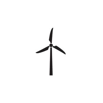 Minimalist wind turbine spinning in a clean white background representing sustainable energy and a commitment to environmental responsi vector