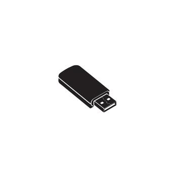 pulcro negro USB conducir acostado en un blanco superficie simbolizando datos almacenamiento y portabilidad en un minimalista y moderno diseño vector