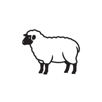 Minimalist sheep standing calmly in a white space evoking a sense of serenity and simplicity in a clean modern design for various appli vector