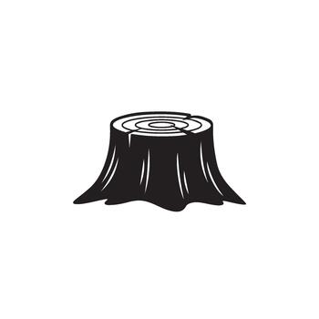 Monochrome tree stump sitting in a forest clearing representing natures resilience and the cycle of life in a minimalist graphic style vector
