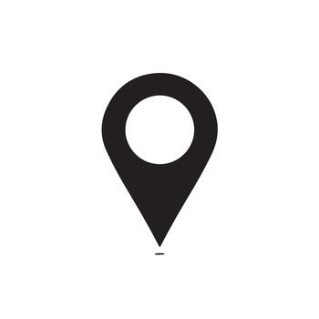 Simple black map pointer indicating a location on a white background symbolizing navigation travel and the concept of finding destinati vector