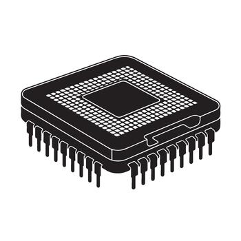 Detailed black and white CPU chip processing data in a technological environment showcasing innovation and the future of computer techn vector