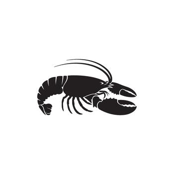 Elegant lobster silhouette crawling on a white background showcasing its powerful claws and creating a sophisticated minimalist design vector
