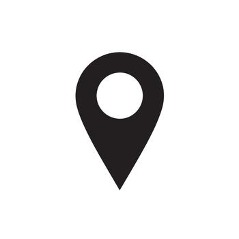 Simple black map pointer indicating a location on a white background symbolizing direction navigation and finding destinations easily vector