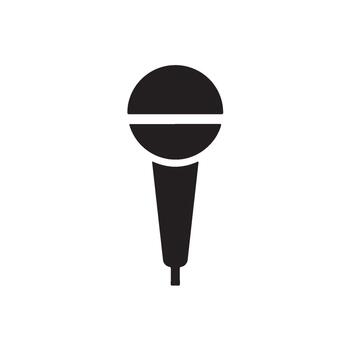 Simple black microphone icon broadcasting in a studio representing communication voice recording and audio technology for podcasting an vector