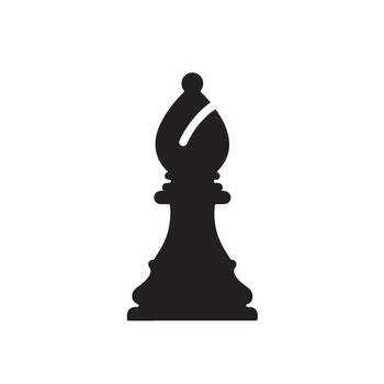 Isolated black bishop chess piece standing on a white background symbolizing strategy and intelligence in a minimalist modern design vector