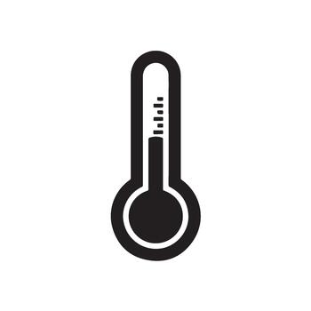Simple black thermometer indicating temperature on a white background representing health illness and the importance of monitoring body vector