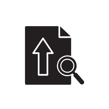 Document with Upload Arrow and Magnifying Glass Icon - Data Analysis and Search Concept vector