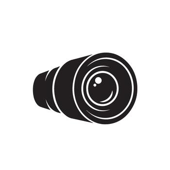 Sleek black camera lens focusing intently on a subject in a studio setting symbolizing precision and professional photography equipment vector