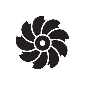 Abstract turbine spinning in a clean environment representing power generation and renewable energy solutions with a modern minimalist vector