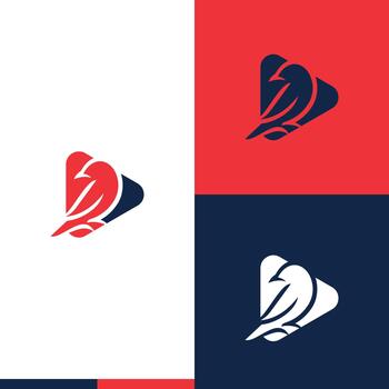 abstract play button with bird silhouette vector