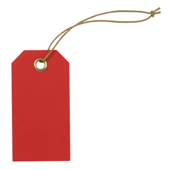 Red paper tag with string and blank yellow area for text price tag label png